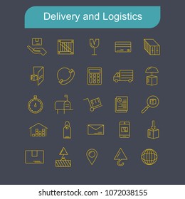 Delivery and Logistics icons set vector 
