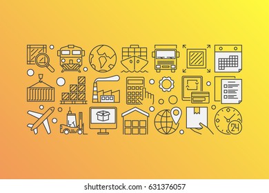 Delivery and logistics illustration. Vector global transportation or supply chain concept banner made with line icons