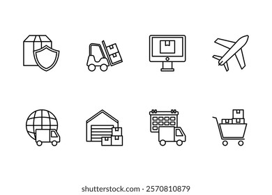Delivery and Logistics Line Icon Set