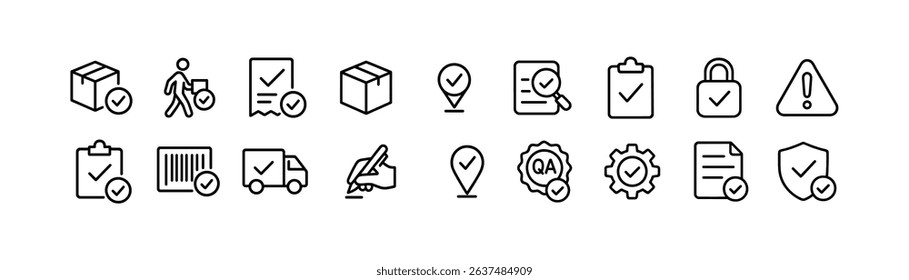 Delivery, logistics line icon set. shipping, warehouse, packaging, tracking icons collection