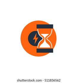 Delivery logistics services icon, fast time, sand glass. Flat design vector illustration. Delivery concept icon