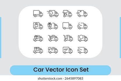 Delivery and Logistics Truck Line Icons