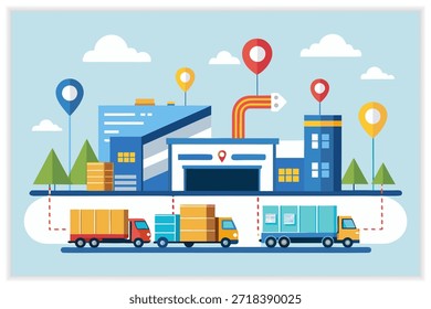 Lieferlogistik Vektorgrafik-Set Versand, Kurier, Lager, Transportkonzept