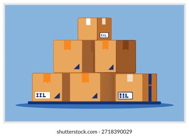 Envío del sistema de Ilustración vectorial de la logística de la entrega, mensajero, almacén, concepto del Transporte