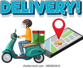 Logotipo de entrega com homem de bicicleta ou ilustração de correio