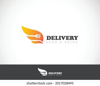 Delivery logo creative food wing design concept
