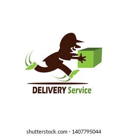 Delivery logo design. Abstract man with box