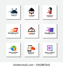 Delivery logo design collection. As delivery service logo concept, food order, fast box, etc.