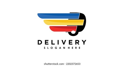 delivery logo design with icon creative concept premium vector