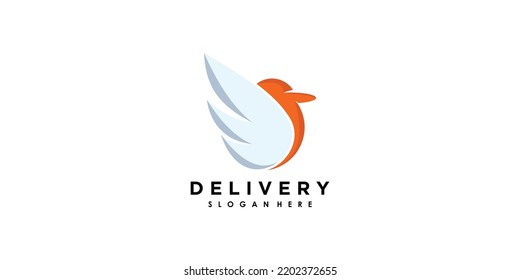 diseño de logotipo de entrega con icono creativo concepto vector premium
