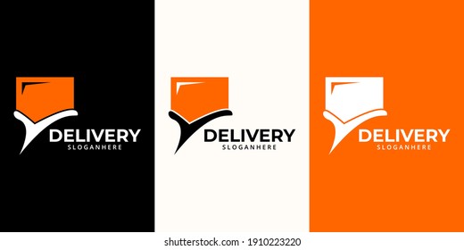 Delivery  Logo designs Template. Illustration vector graphic of   hand hold  box  logo design concept. Perfect for Delivery service, Delivery express logo design.  