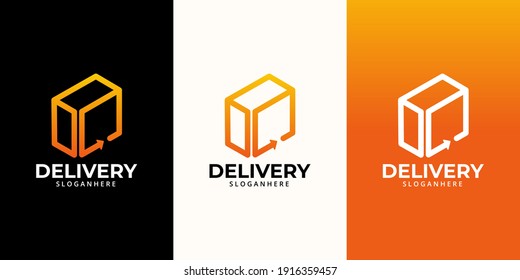 Delivery  Logo designs Template. Illustration vector graphic of  box  and arrow  logo design concept. Perfect for,Delivery service, Delivery express logo design.  