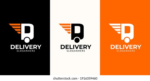 Delivery  Logo designs Template. Illustration vector graphic of  speed or moving element and letter D logo design concept. Perfect for,Delivery service, Delivery express logo design.  