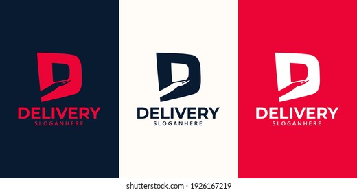 Delivery Logo designs Template. Illustration vector graphic of letter D with hand hold box logo design concept. Perfect for Delivery service, Delivery express logo design.