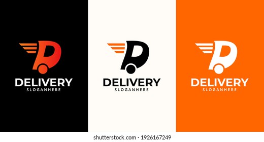Delivery Logo designs Template. Illustration vector graphic of speed or moving element and letter D logo design concept. Perfect for,Delivery service, Delivery express logo design.