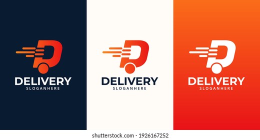 Delivery Logo designs Template. Illustration vector graphic of speed or moving element and letter D logo design concept. Perfect for,Delivery service, Delivery express logo design.