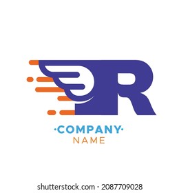 Plantilla de diseños de logotipos de entrega. Ilustración vectorial gráfico de la velocidad o elemento móvil y letra concepto de diseño del logotipo R. Perfecto para, servicio de entrega, diseño de logotipo de Entrega express.