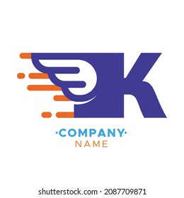 Delivery Logo designs Template. Illustration vector graphic of speed or moving element and letter K logo design concept. Perfect for, Delivery service, Delivery express logo design.