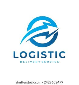 logo de entrega. símbolo de servicio de mensajería logística exprés. proveedor de providencia de dinero. diseño de concepto de conexión de transferencia financiera. ilustración vectorial de símbolo de flecha