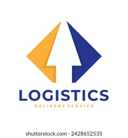 logo de entrega. símbolo de servicio de mensajería logística exprés. proveedor de providencia de dinero. diseño de concepto de conexión de transferencia financiera. ilustración vectorial de símbolo de flecha
