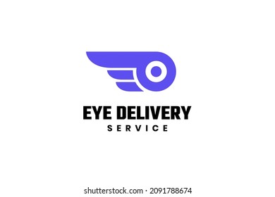 Delivery logo with eye and fast icon for logistic service company
