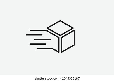 icono del logotipo de entrega, caja con cola rápida Elemento de plantilla de diseño del logotipo empresarial del vector plano.
