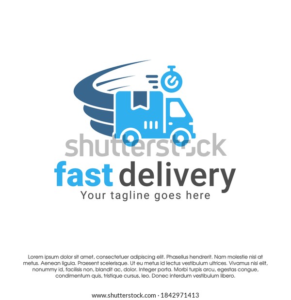 Delivery logo icon design concept template. Fast\
delivery vector illustration isolated on white background. Truck in\
motion logo design. Car swoosh wind logo design template. EPS\
file