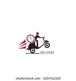 delivery logo illustration of a scooter with a color design vector
