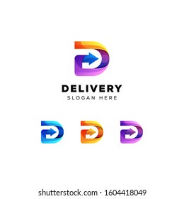 delivery logo, letter d with  arrow logo