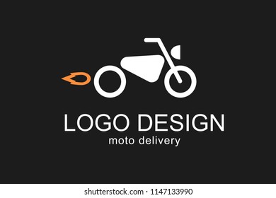 Delivery logo template design with a motobyke. Logotype for visit card/ documents for delivery company. Vector illustration. EPS 10
