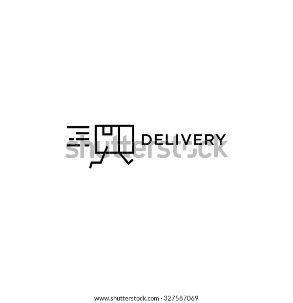 Delivery Logo\
Template. Simple outline box man\
logo