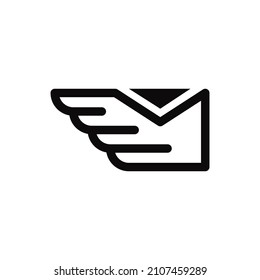 Plantilla de logotipo de entrega. Vector de diseño de logotipo de ala y sobre. Logotipo de servicio de entrega.