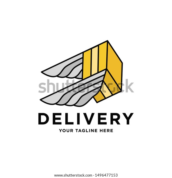 Delivery\
logo. Transport Logistic or Delivery Logo Template. Box and Wings.\
Express moving icon for courier delivery or transportation and\
shipping service. Delivery service\
logotype.