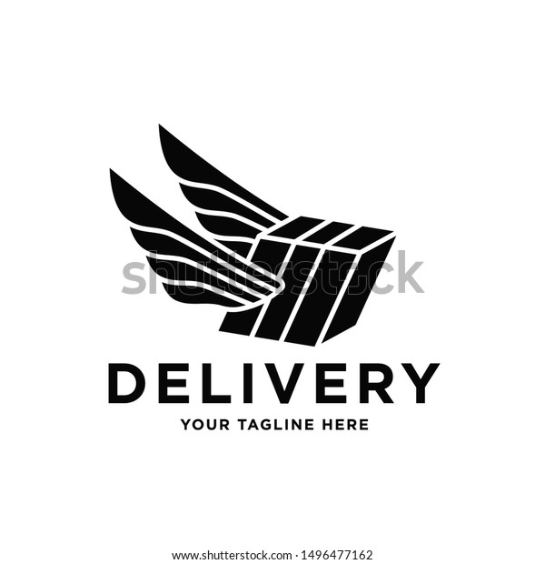 Delivery\
logo. Transport Logistic or Delivery Logo Template. Box and Wings.\
Express moving icon for courier delivery or transportation and\
shipping service. Delivery service\
logotype.