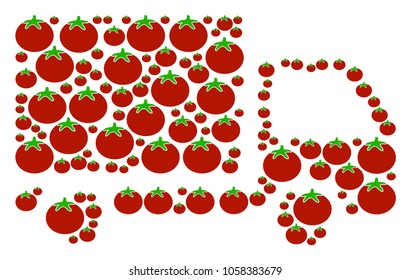 Delivery Lorry composition of tomatoes in various sizes. Vector tomato vegetable items are organized into delivery lorry shape. Natural vector illustration.