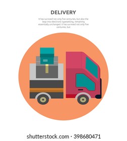 Delivery lorry driving fast design. Deliver auto, car and van, truck lorry icon, shipping business, cargo vehicle transport, service transportation vector illustration