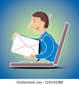 Delivery of mail in the office. Vector illustration.