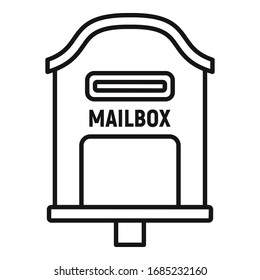 Delivery mailbox icon. Outline delivery mailbox vector icon for web design isolated on white background