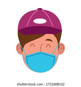delivery male worker using face mask for covid 19 vector illustration design