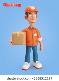 Homem de entrega 3d ícone de vetor de desenhos animados