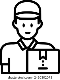 Delivery man avatar flat icon, vector sign, Courier man with cap sign, symbol, vector, art