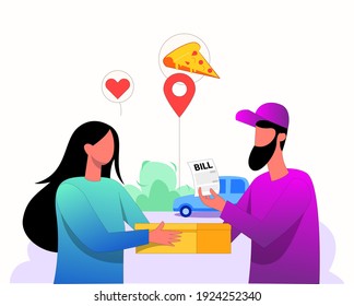 Hombre de entrega con vector de ilustración de la lista de entrega