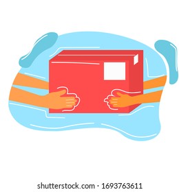Delivery man box service concept illustration vector