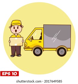delivery man with car box