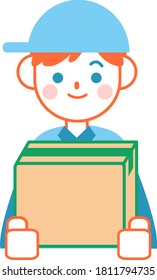 Delivery man with cardboard box