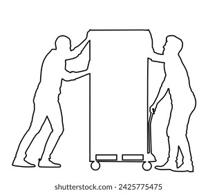 Delivery man carrying box pallet package vector illustration isolated. Distribution storehouse. Boy holding heavy load moving service. Handy man shipping move action. Workers moving transportation.