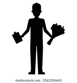 Delivery Man Carrying Boxes of Goods Silhouette in Action