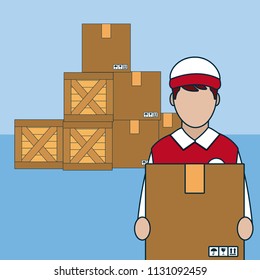 Delivery man cartoon