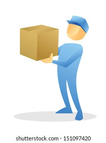 Delivery man cartoon character, vector illustration