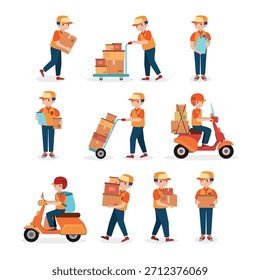 Coleção de Ilustração de Desenho Animado de Homem de Entrega